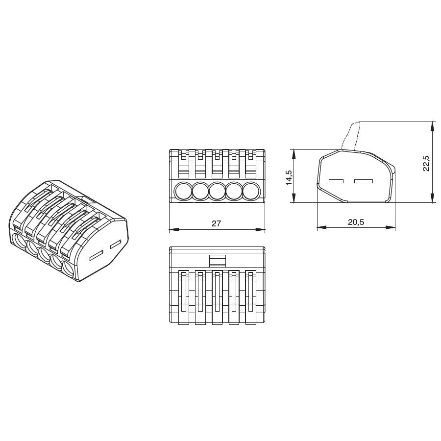 Клемма универсальная строительно-монтажная 5x0,08-4/2,5 mm2 BLOX, (40 шт/уп)  в Гусь-Хрустальном