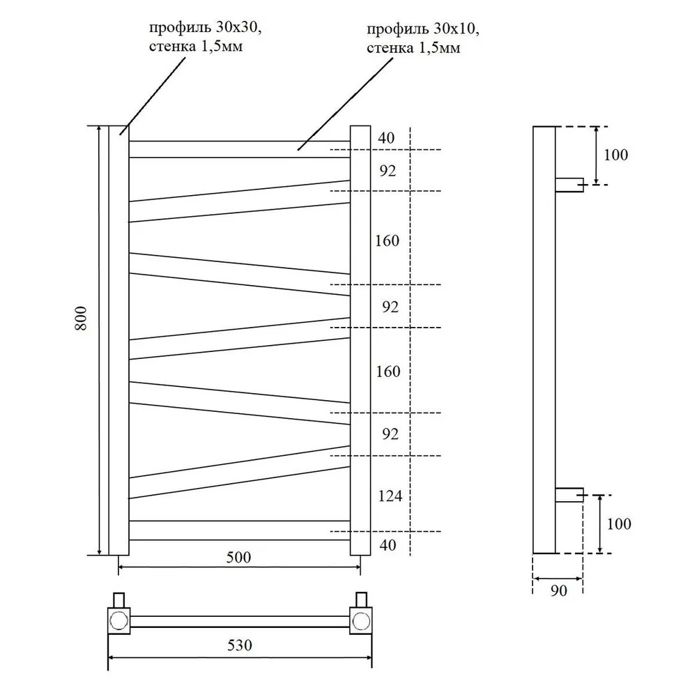 Полотенцесушитель водяной Point Феникс PN15158W П7 500x800, белый  в Гусь-Хрустальном