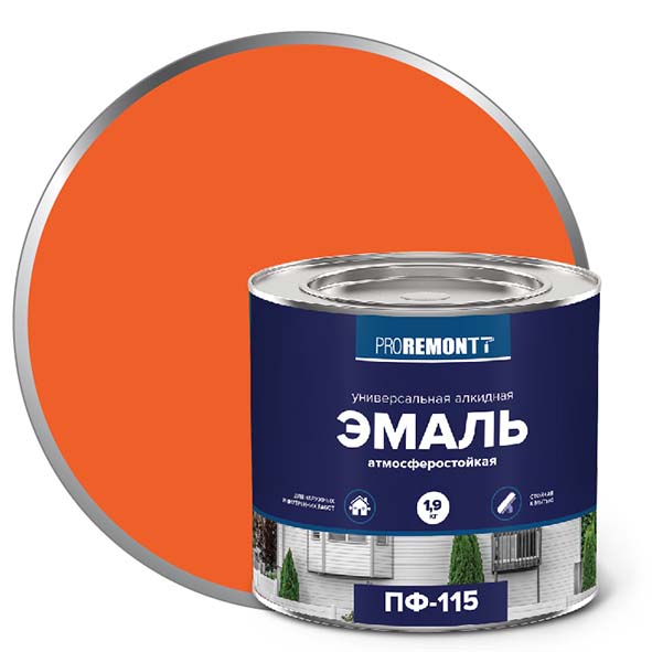 Эмаль ПФ-115 "PROREMONT"   1.9  кг оранж. 3/264  в Гусь-Хрустальном