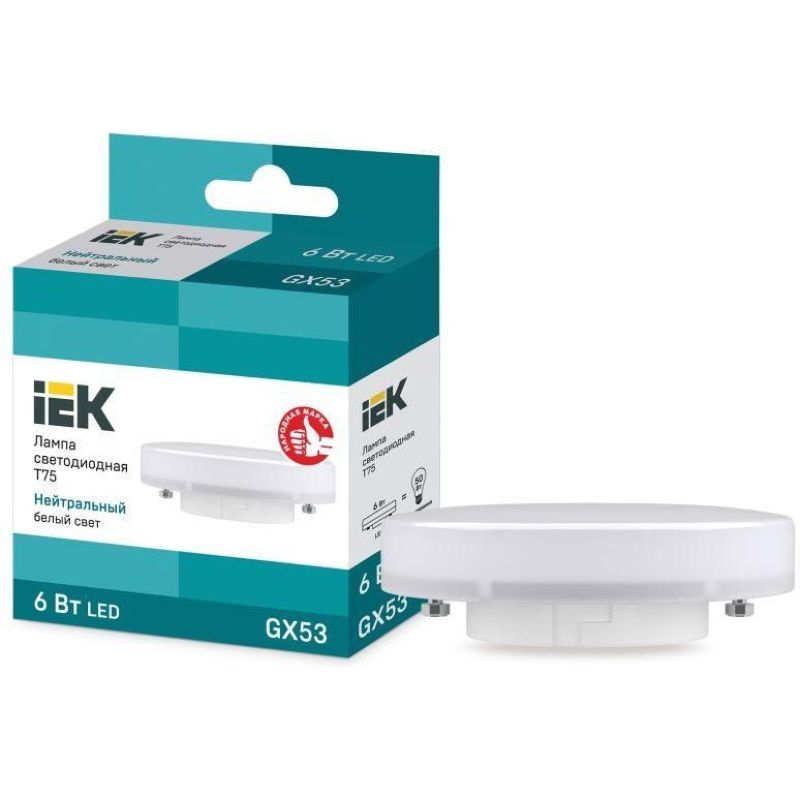 Лампа светодиодная LED 6вт GX53 белый таблетка ECO IEK 5530  в Гусь-Хрустальном