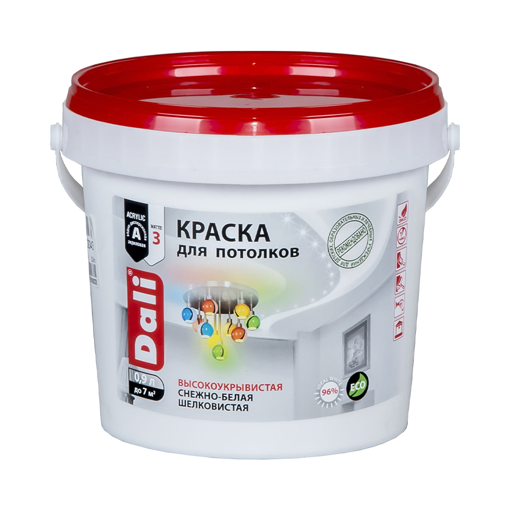 Краска ДАЛИ акриловая д/потолков  0,9л.  /6  в Гусь-Хрустальном
