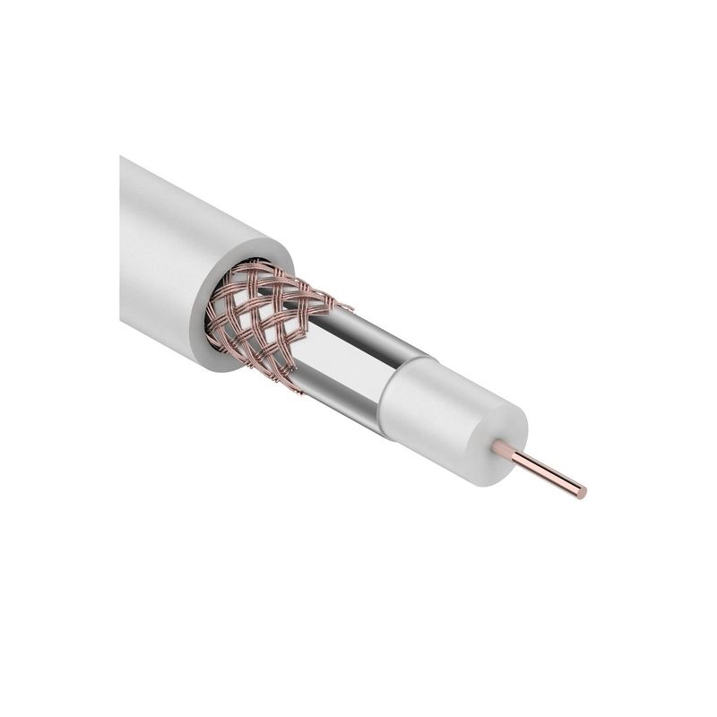 Кабель коаксиальный REXANT RG-59U+Cu (75 Ом), Cu/Al/Cu, 64%, бухта 100 м, белый 01-2641   в Гусь-Хрустальном