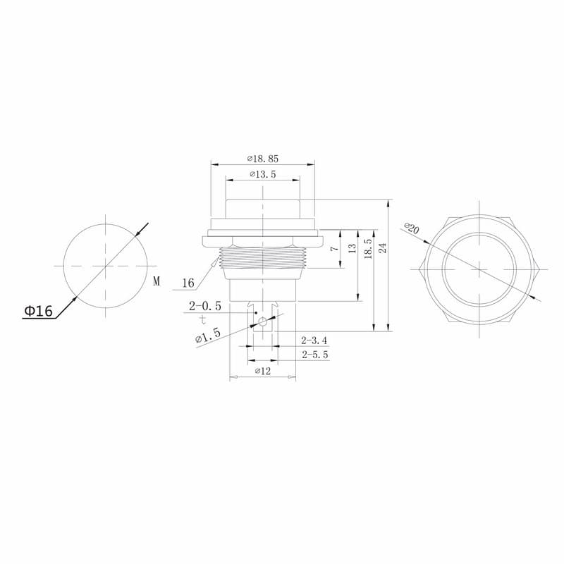 36-3355 Выключатель-кнопка  металл 250V 2А (2с) (ON)-OFF  Ø16.2  белая  REXANT  в Гусь-Хрустальном