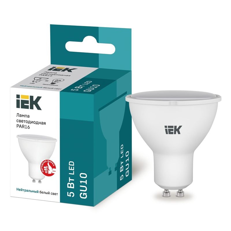 Лампа светодиодная LED 5вт 230в GU10 белый ECO (IEK)  в Гусь-Хрустальном