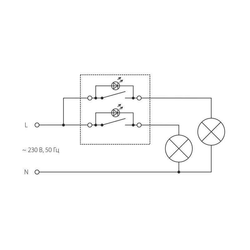 WL02-SW-2G-LED / Электроустановочные изделия - Выключатель двухклавишный с подсветкой (глянцевый ник  в Гусь-Хрустальном