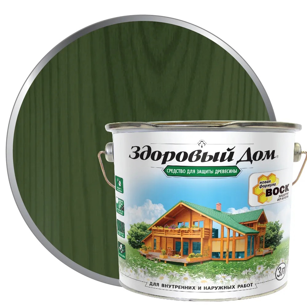 Здоровый Дом деревозащ.средство  3 л ел зелень ЛАКРА 4/140  в Гусь-Хрустальном