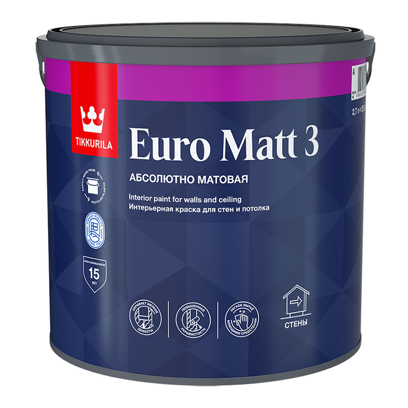 EURO MATT 3 С гл/мат 2,7л Краска интерьерная /1  в Гусь-Хрустальном