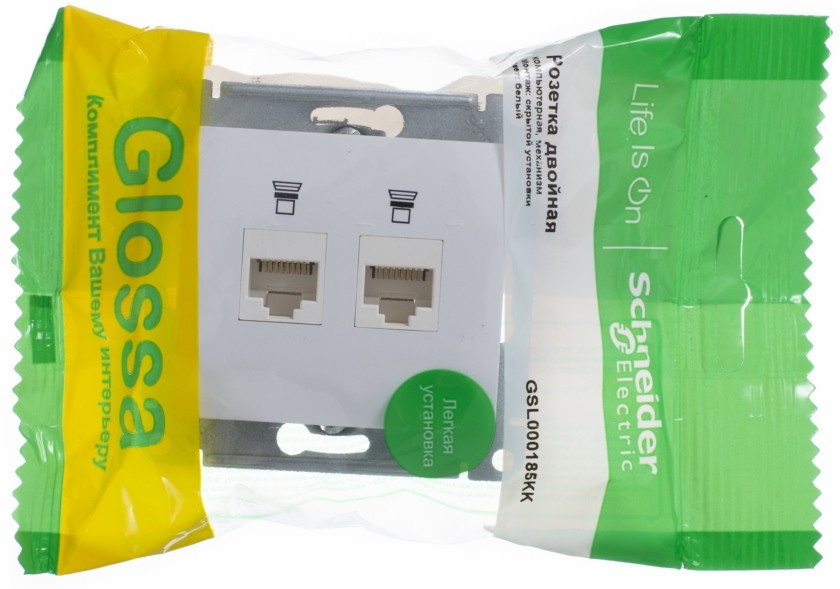 GSL000185KK Механизм розетки комп. 2-м RJ45+RJ45 белый GLOSSA  в Гусь-Хрустальном