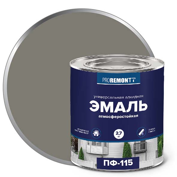 Эмаль ПФ-115 "PROREMONT"   2,7 кг серый 3/198  в Гусь-Хрустальном