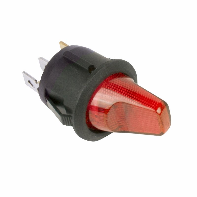 36-2590 Выключатель клавишный круглый 12V 16А (3с) ON-OFF красный  с подсветкой  REXANT  в Гусь-Хрустальном