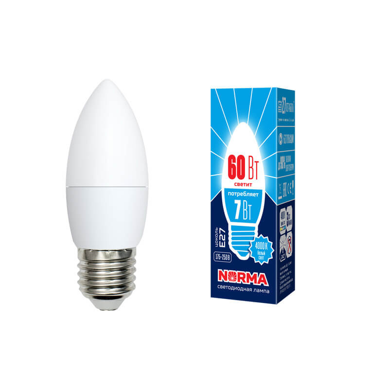 UL-00003798 Лампа светодиодная свеча мат. Серия Norma 4000K LED-C37-7W/NW/E27/FR/NR 4612  в Гусь-Хрустальном