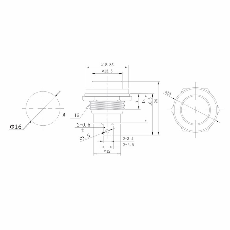 36-3351 Выключатель-кнопка  металл 250V 2А (2с) (ON)-OFF  Ø16.2  красная  REXANT  в Гусь-Хрустальном