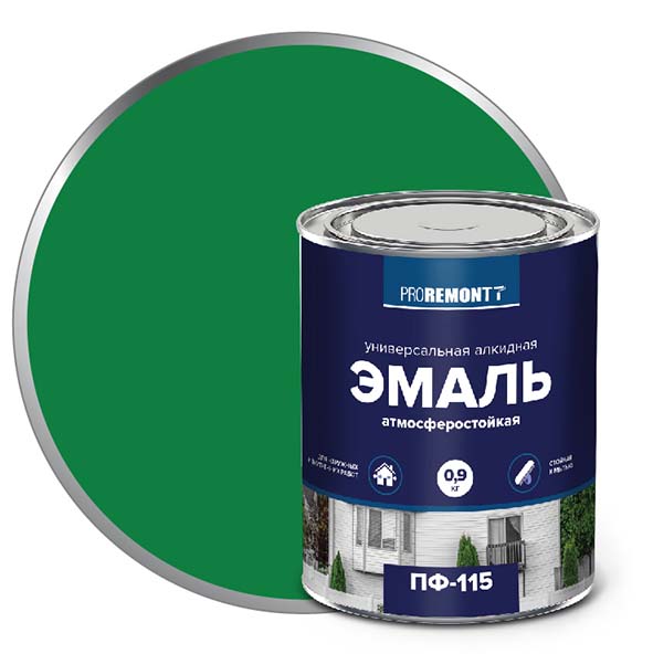 Эмаль ПФ-115 "PROREMONT"   0.9 кг ярко-зел. 10/640  в Гусь-Хрустальном
