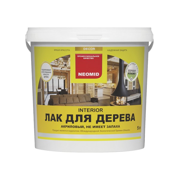 Неомид INTERIOR лак акриловый д/древесины 5 л полуматовый  /4  в Гусь-Хрустальном