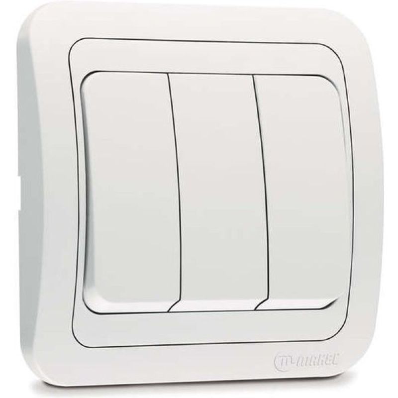 Mimoza Выключатель трехклавишный белый Makel/12  в Гусь-Хрустальном