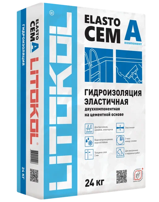 ЭЛАСТОЧЕМ / ELASTOCEM А -гидроизоляция 24кг  в Гусь-Хрустальном