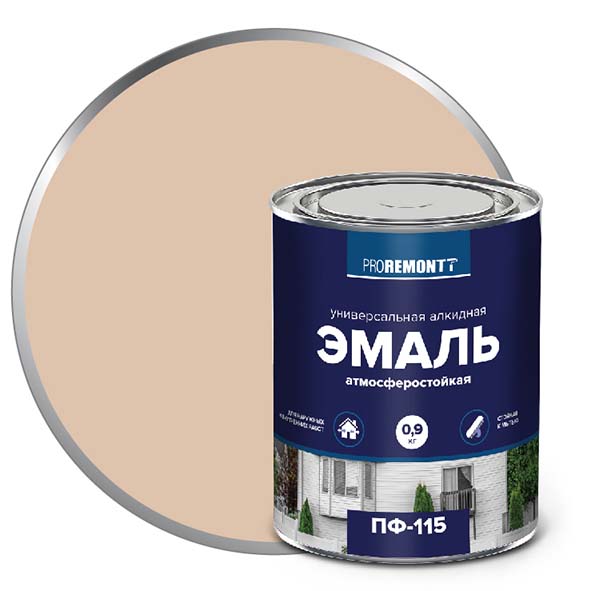 Эмаль ПФ-115 "PROREMONT"   0.9  кг Слоновая кость RAL 1015 10/640  в Гусь-Хрустальном