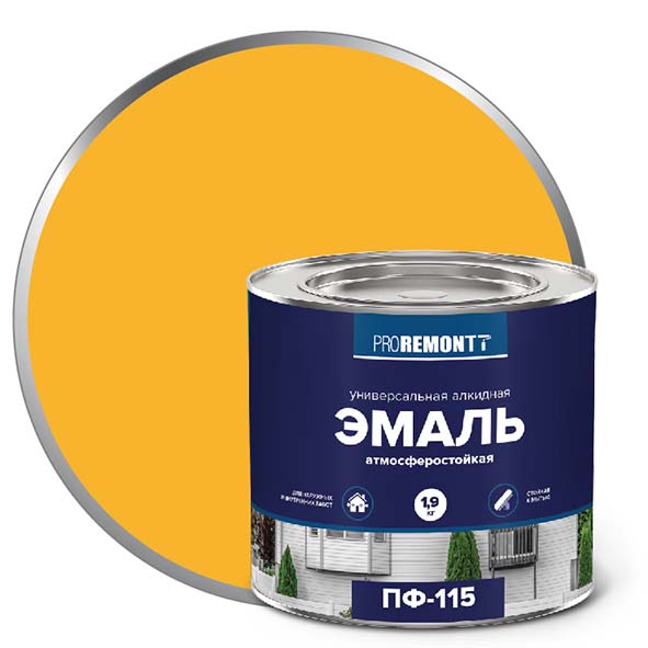 Эмаль ПФ-115 "PROREMONT"   1.9  кг желтый 3/264  в Гусь-Хрустальном