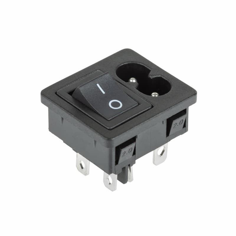 36-2284 Выключатель клавишный 250 V 6 А (4с) ON-OFF черный с штекером C8 2PIN  REXANT  в Гусь-Хрустальном
