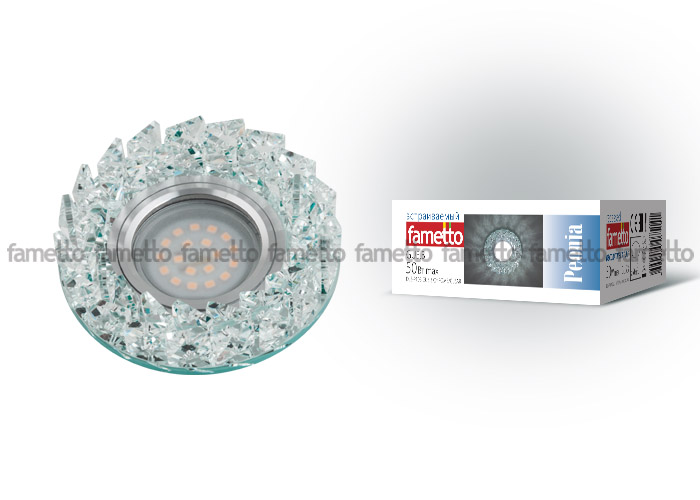 DLS-P108 GU5.3 CHROME/CLEAR Светильник декоративный встраиваемый ТМ "Fametto", серия "Peonia" ххх  в Гусь-Хрустальном