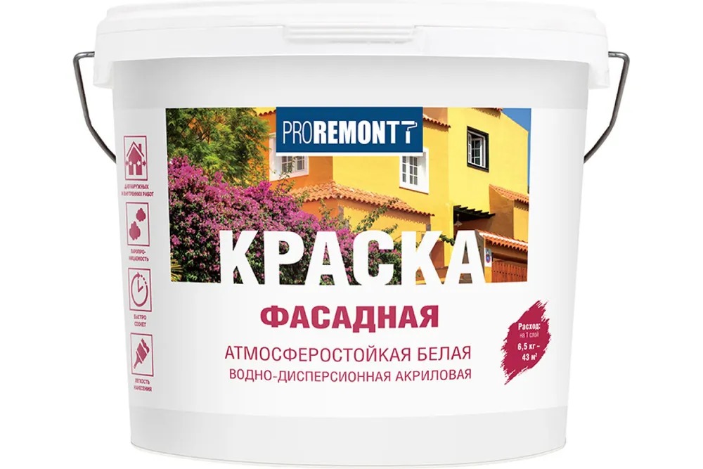 Краска фасадная "PROREMONTT" белый   6.5кг Л-С  /72  в Гусь-Хрустальном