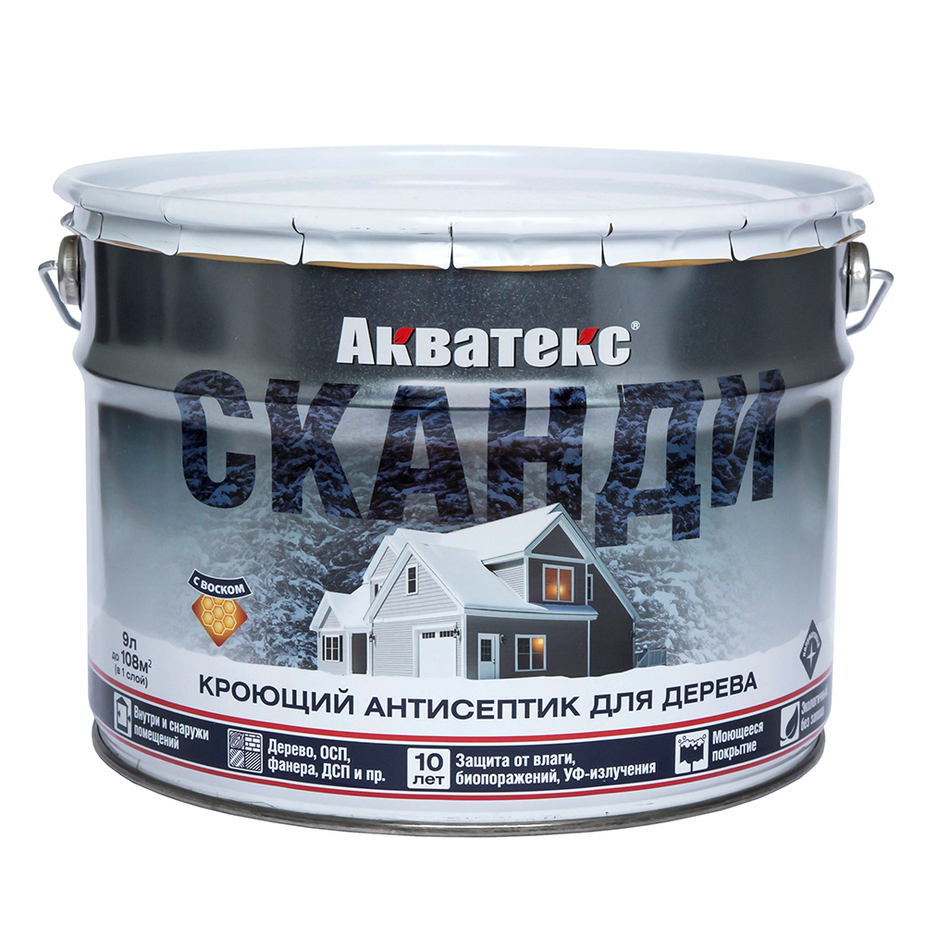 Акватекс СКАНДИ антисептик д/ дерева   9 л карамель   1/55  в Гусь-Хрустальном