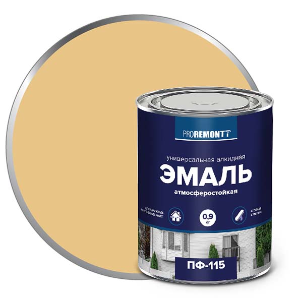 Эмаль ПФ-115 "PROREMONT"   0.9  кг бежевый 10/640  в Гусь-Хрустальном