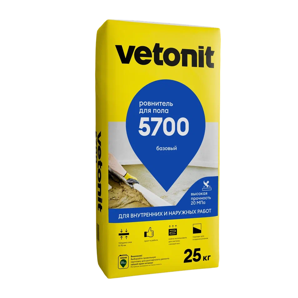 Базовый ровнитель для пола 5700 Vetonit 25 кг /48  в Гусь-Хрустальном