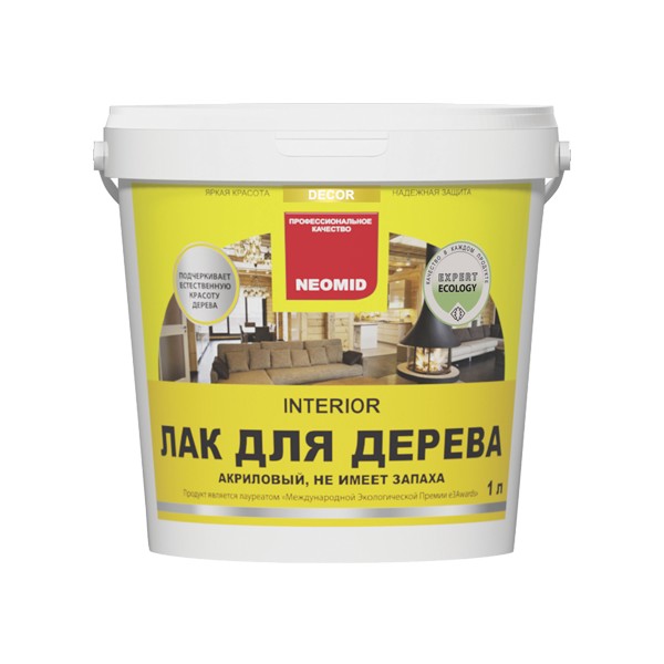 Неомид INTERIOR лак акриловый д/древесины 1 л полуматовый  /12  в Гусь-Хрустальном