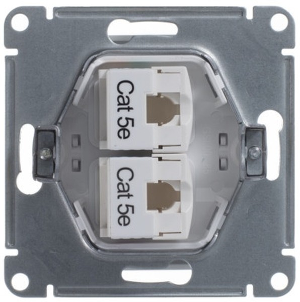 GSL000185KK Механизм розетки комп. 2-м RJ45+RJ45 белый GLOSSA  в Гусь-Хрустальном