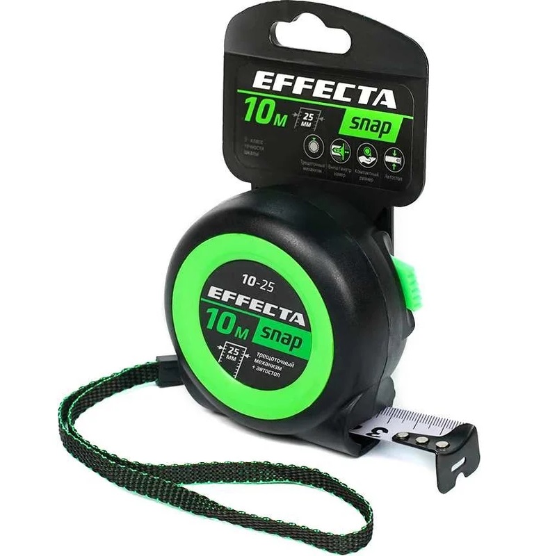 561025 Рулетка EFFECTA SNAP, автостоп,   10м / 25 мм  в Гусь-Хрустальном