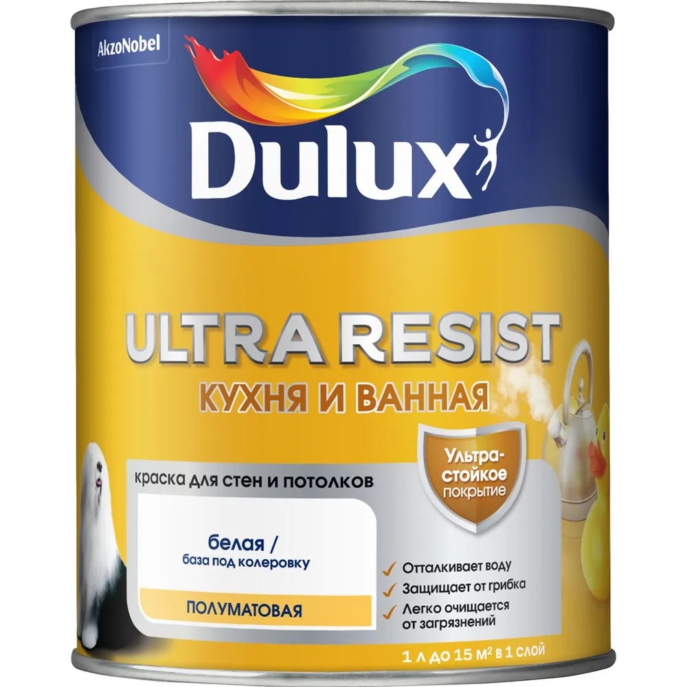 Краска DX ULTRA Resist КУХНЯ И ВАННАЯ  полумат. BW  1 л (аналог 50034787)  в Гусь-Хрустальном