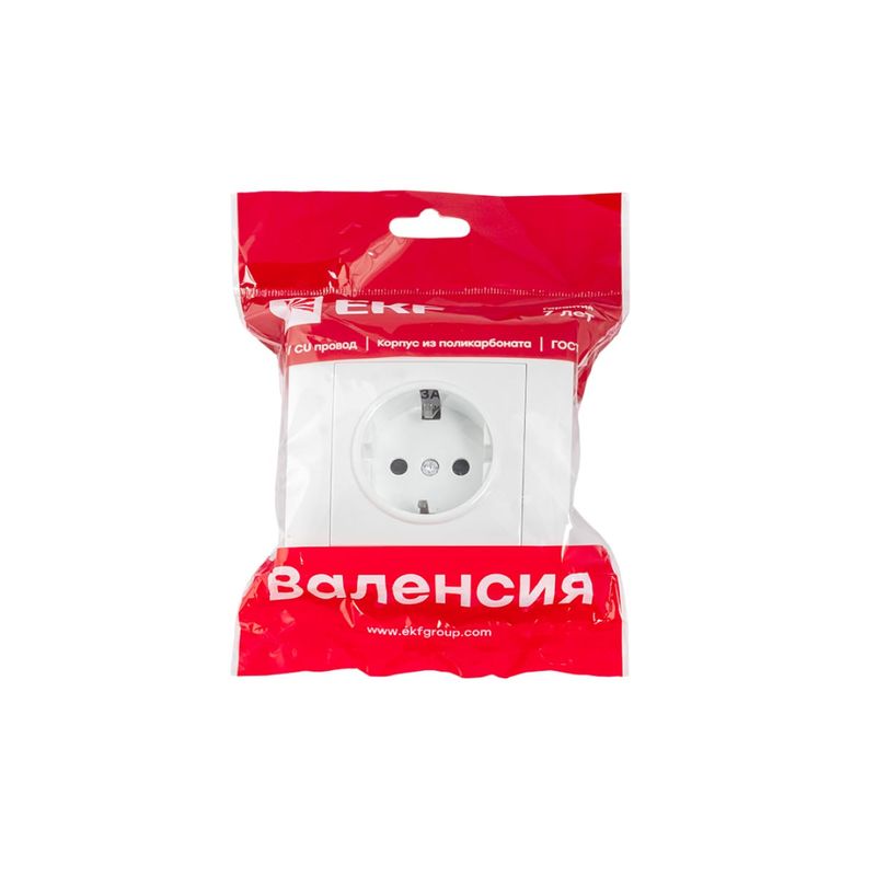 Валенсия розетка 1-местная с/з 16А белая с защ. штор. EKF PROxima EWR16-028-10	  в Гусь-Хрустальном