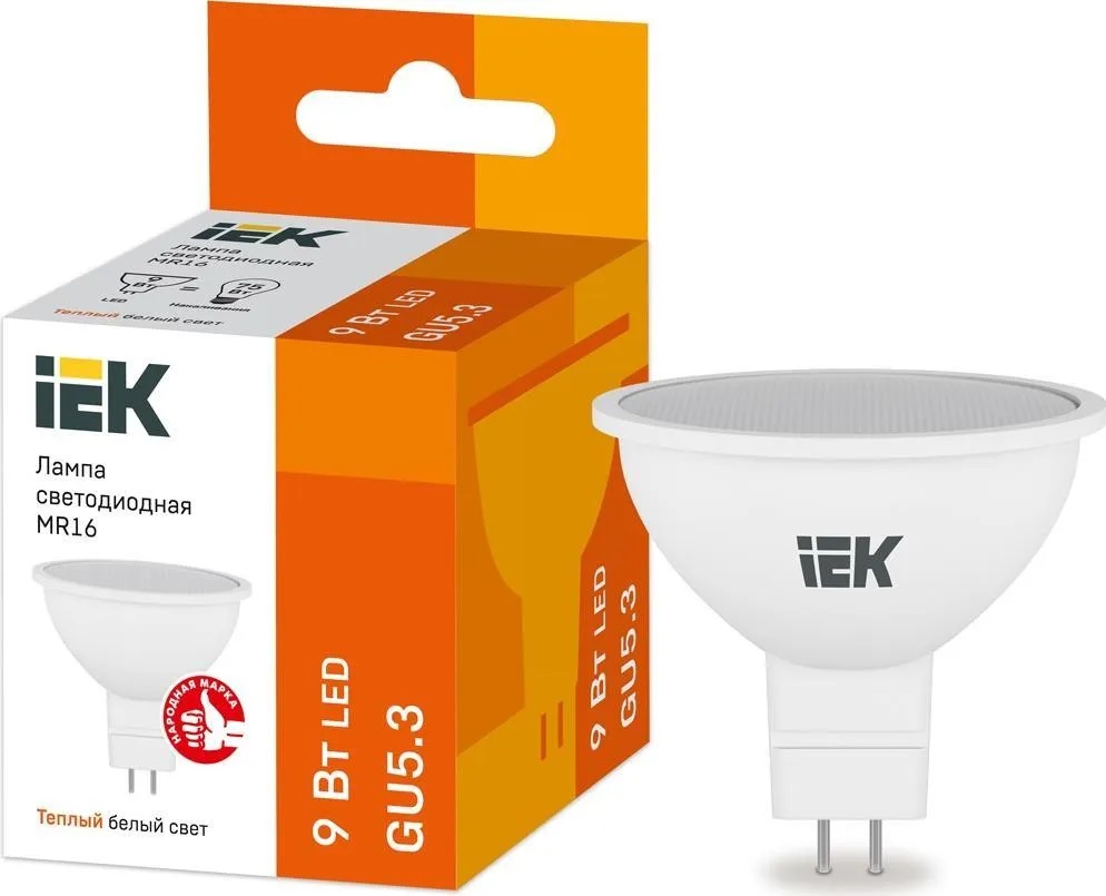 Лампа светодиодная LED 9вт 230в GU5.3 тепло-белый (IEK)  в Гусь-Хрустальном
