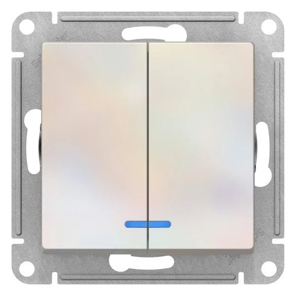ATN000453 Механизм выключателя 2-кл. ATLAS DESIGN с подсветкой (сх.5а) 10АХ жемчуг SchE  в Гусь-Хрустальном