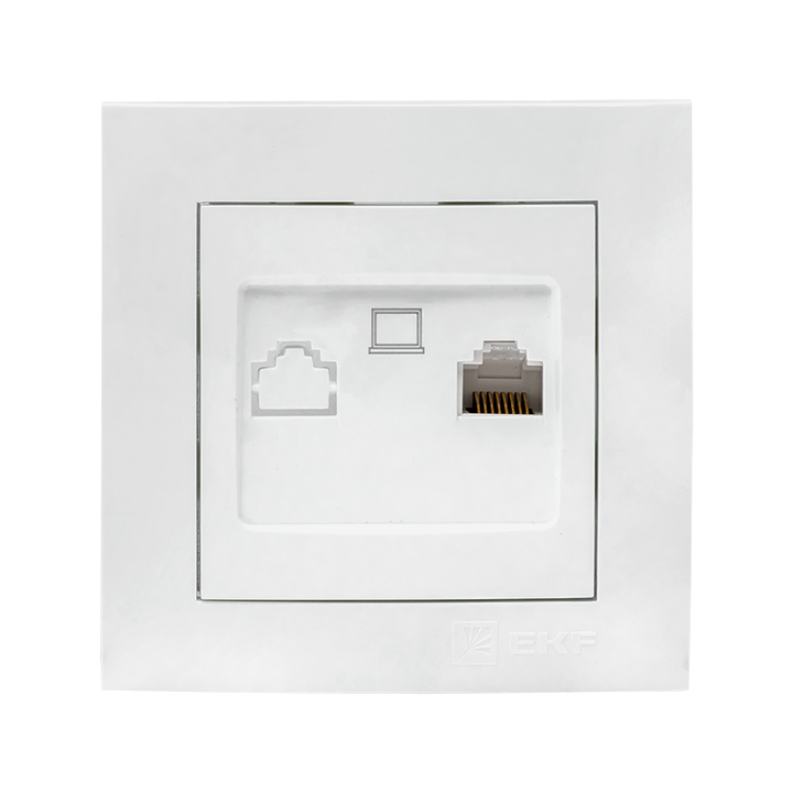 Валенсия розетка компьютерная RJ-45 1-местная белая EKF PROxima EWK01-035-10  в Гусь-Хрустальном
