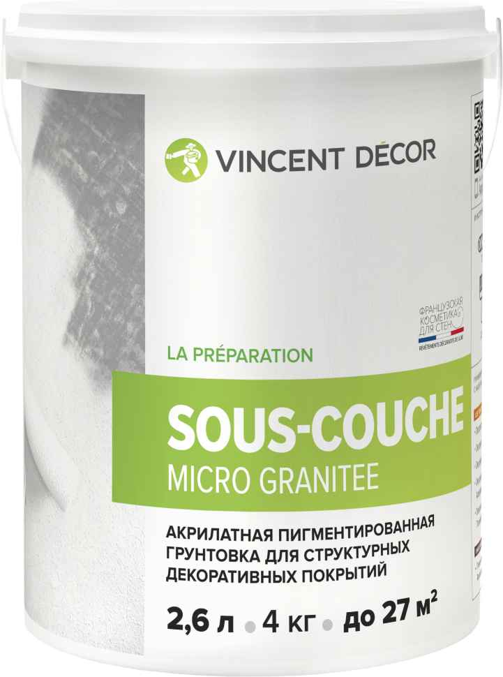 Су-Куш микро ганит Vincent Decor Грунтовка  4 кг  в Гусь-Хрустальном