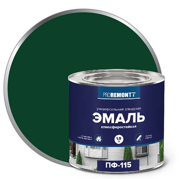 Эмаль ПФ-115 "PROREMONT"   1.9  кг зеленый 3/264  в Гусь-Хрустальном