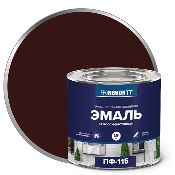 Эмаль ПФ-115 "PROREMONT"   1.9  кг шокол.-коричневый 3/264  в Гусь-Хрустальном