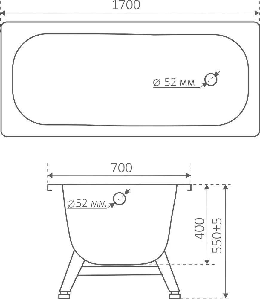 Ванна сталь.ANTIKA 170х70х40 (бел.орхидея) с опорн.подст. ОР-01200  в Гусь-Хрустальном