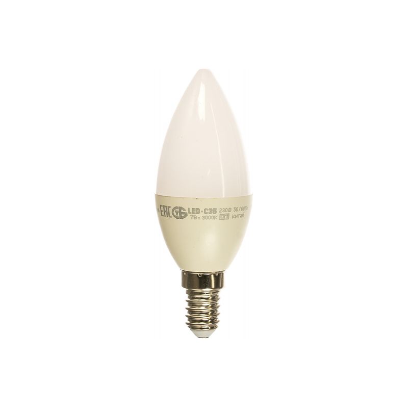 Лампа светодиодная LED 7вт Е14 тепло-белый матовая свеча ECO 5028  в Гусь-Хрустальном