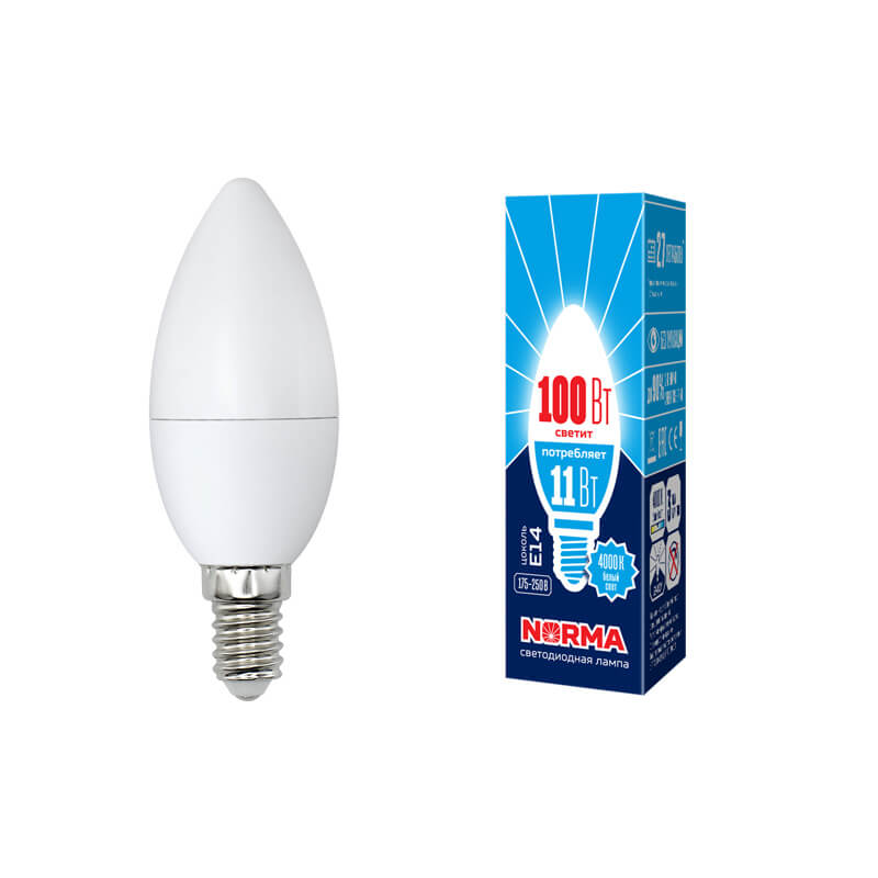 UL-00003811 Лампа светодиодная свеча матовая Серия Norma.4000K LED-C37-11W/NW/E14/FR/NR 7712  в Гусь-Хрустальном