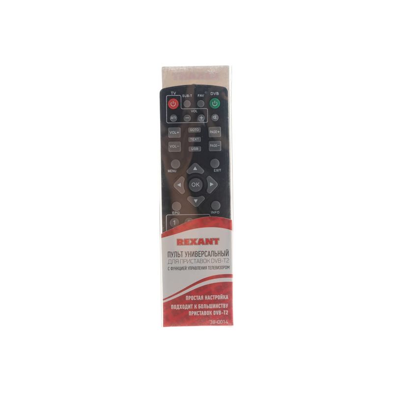 38-0014 Пульт универсальный для DVB-T2 с функцией управления телевизором (RX-DVB-014) REXANT		  в Гусь-Хрустальном