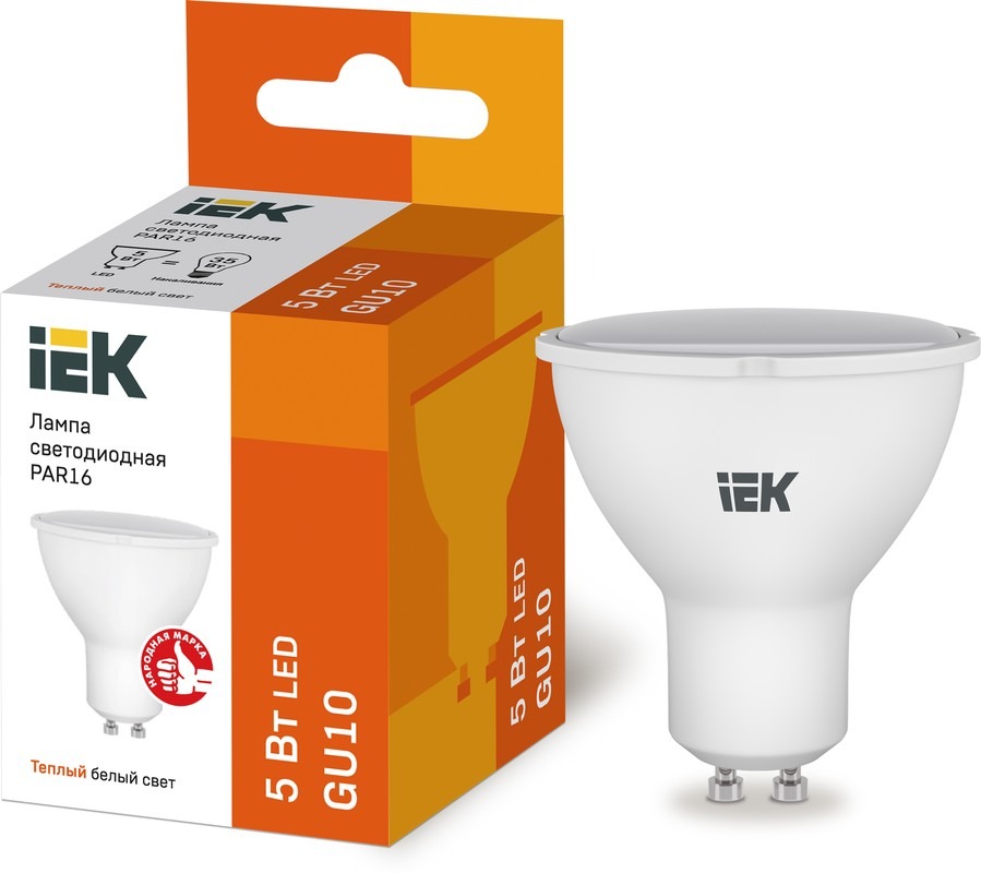 Лампа светодиодная LED 5вт 230в GU10 тепло-белый ECO (IEK)  в Гусь-Хрустальном