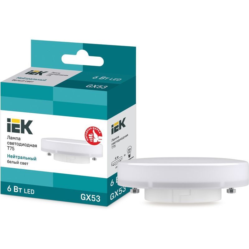 Лампа светодиодная LED 6вт GX53 белый таблетка ECO IEK 5530  в Гусь-Хрустальном