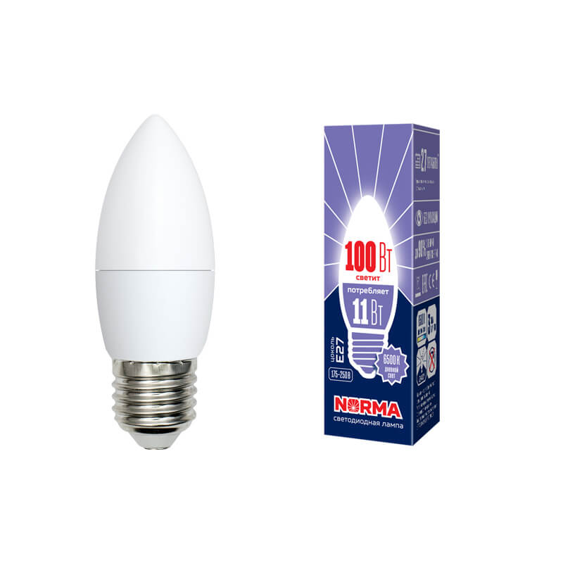 UL-00003813 Лампа светодиодная свеча",мат.Серия Norma 6500K LED-C37-11W/DW/E27/FR/NR 7682  в Гусь-Хрустальном