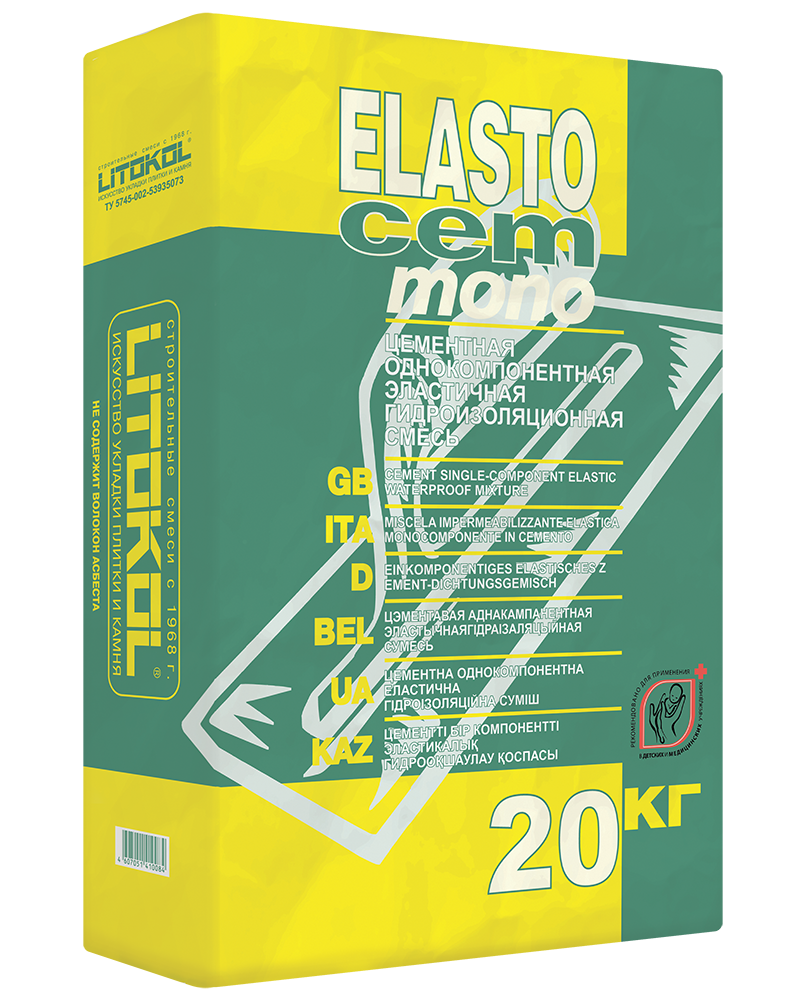 ЭЛАСТОЧЕМ МОНО / ELASTOCEM MONO - гидроизол смесь 20кг/48 шт.  в Гусь-Хрустальном
