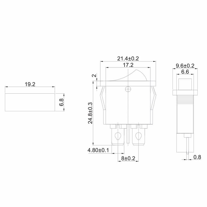 36-2050 Выключатель клавишный 250V 6А (2с) ON-OFF черный  Mini  REXANT  в Гусь-Хрустальном