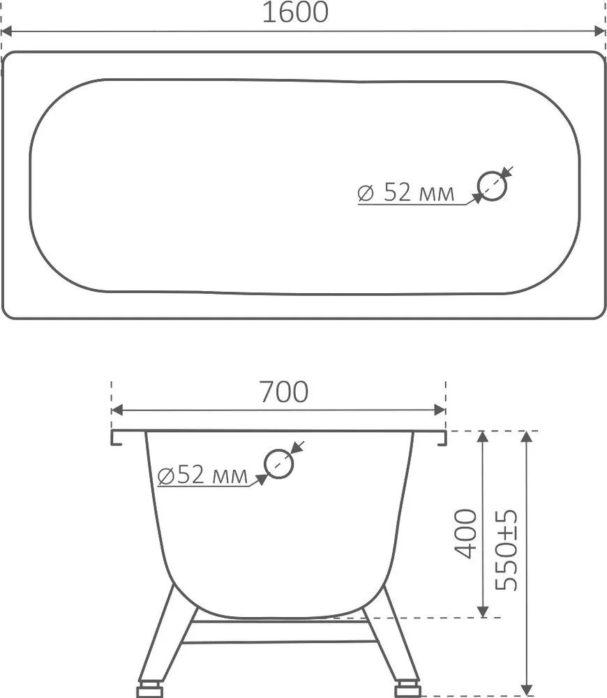 Ванна сталь.ANTIKA 160х70х40 (бел.орхидея) с опорн.подст. ОР-61200  в Гусь-Хрустальном